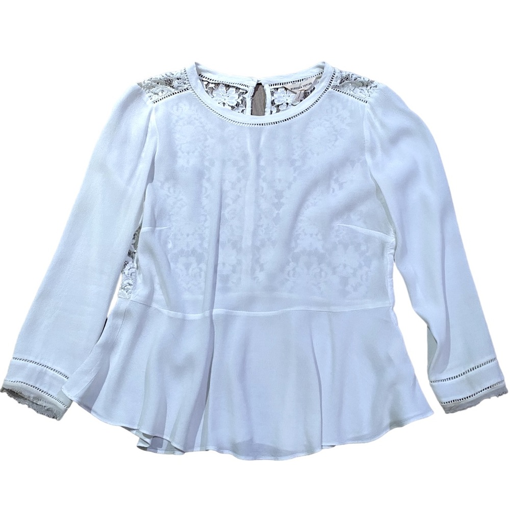 Rebecca Taylor Peplum Lace Top Sz Small